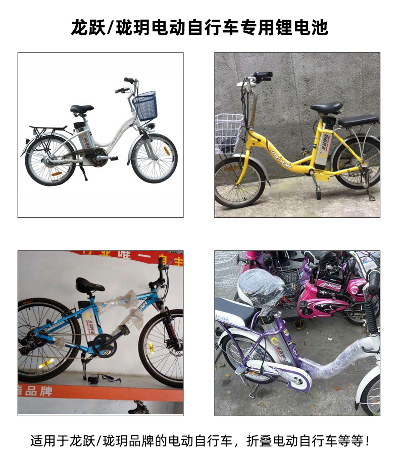 锂电池龙跃珑玥折叠助力电动车24V36V48V8Ah10朗野龙遥自行车电瓶