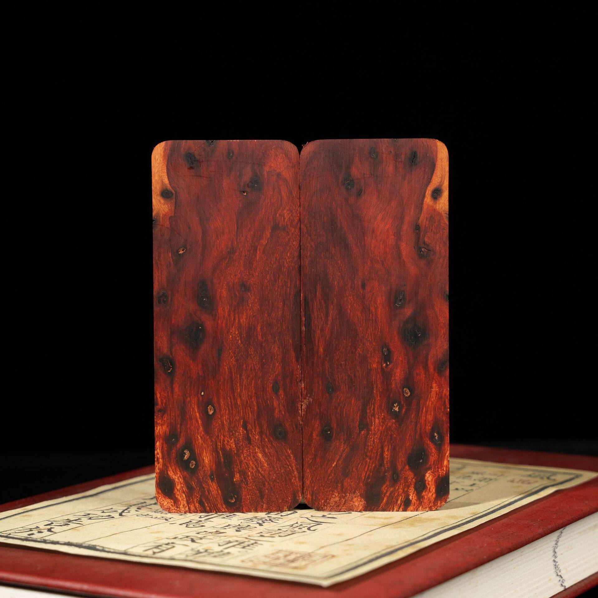 万里挑一雷击枣木血料镇尺一对奇特山水纹路手把件满血道家法物