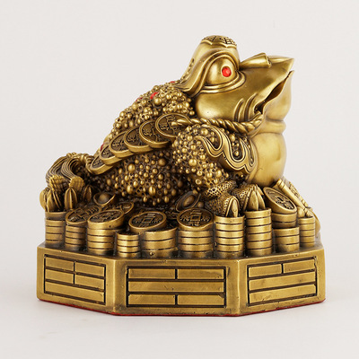 黄铜八卦金蟾摆件铜三足金蝉大小号店铺开业礼品收银台