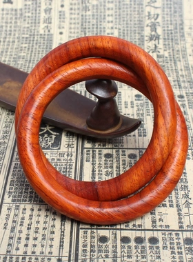 紫檀红木乾坤圈阴阳环一体纯手工雕刻镯子道家法器圆环