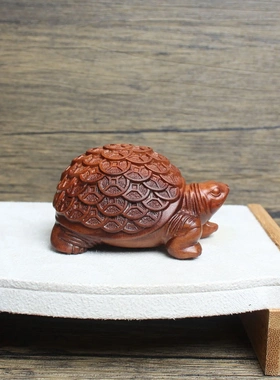 雷击枣木金钱龟摆件木雕圆雕木质工艺品办公桌摆件