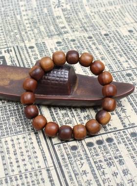 雷击枣木老型珠佛珠手串配饰鼓珠桶珠老料深色小孔12mm18K颗手工