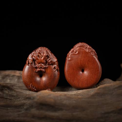 雷击枣木雕刻盘龙平安扣挂件吊坠配件文玩手把件道家木质工艺品