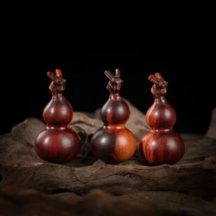 【血料】雷击枣木血料龙头小葫芦鹿头葫芦吊坠挂件手把件佛珠配饰