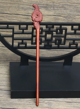 雷击枣木凤尾发簪道家法器男女士发簪现货手工打磨镂空