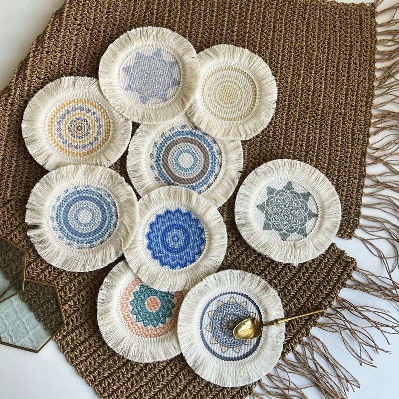 编织棉杯垫 北欧ins风布艺流苏隔热垫防烫锅垫民族风装饰垫花盆垫,餐饮具,杯垫,淘宝优惠券,粉丝福利购,淘宝优惠卷