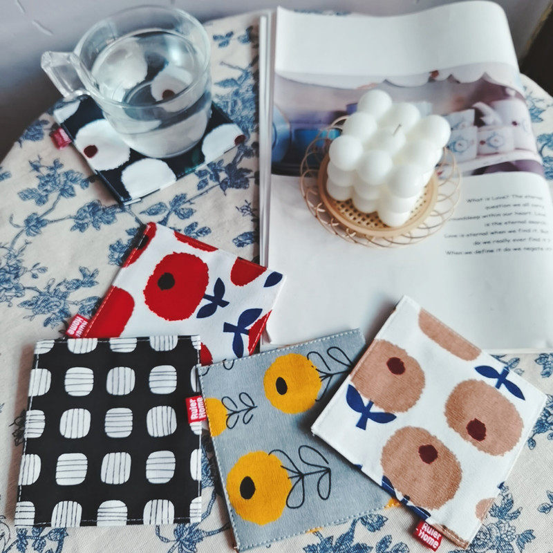 日式布艺杯垫花朵格双层创意软装方形文艺咖啡杯隔热垫子商用包邮,餐饮具,杯垫,淘宝优惠券,粉丝福利购,淘宝优惠卷