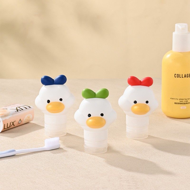 便携式旅行硅胶分装瓶韩国创意卡通鸭子乳液洗发水手霜挤压式套装