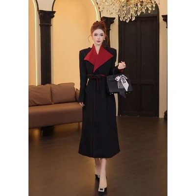 送腰带2025秋冬新款女宽松型长袖风衣韩版长款大衣收腰显瘦HY0142