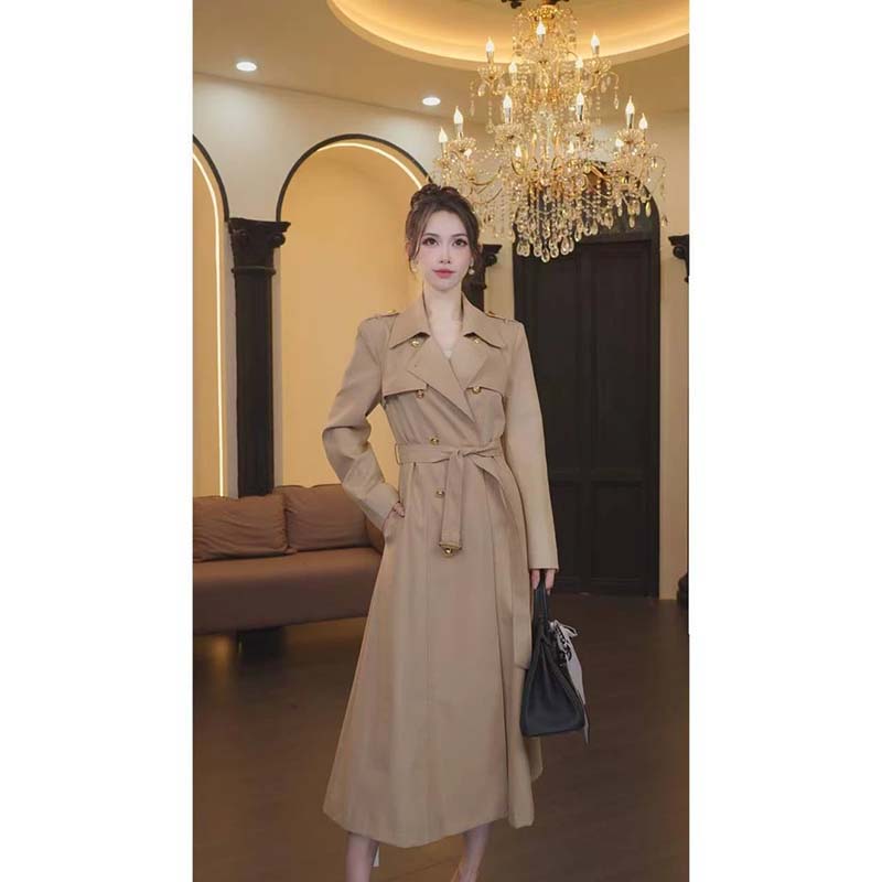 送腰带2025秋冬新款女宽松中长款风衣收腰长袖外套韩版大衣TX0182