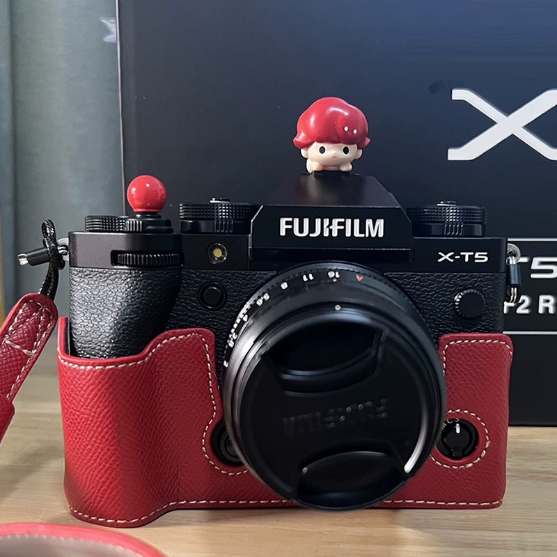 适用于富士XS20保护套XT50红色相机包XT5 XS10 xt30ii二代皮套底