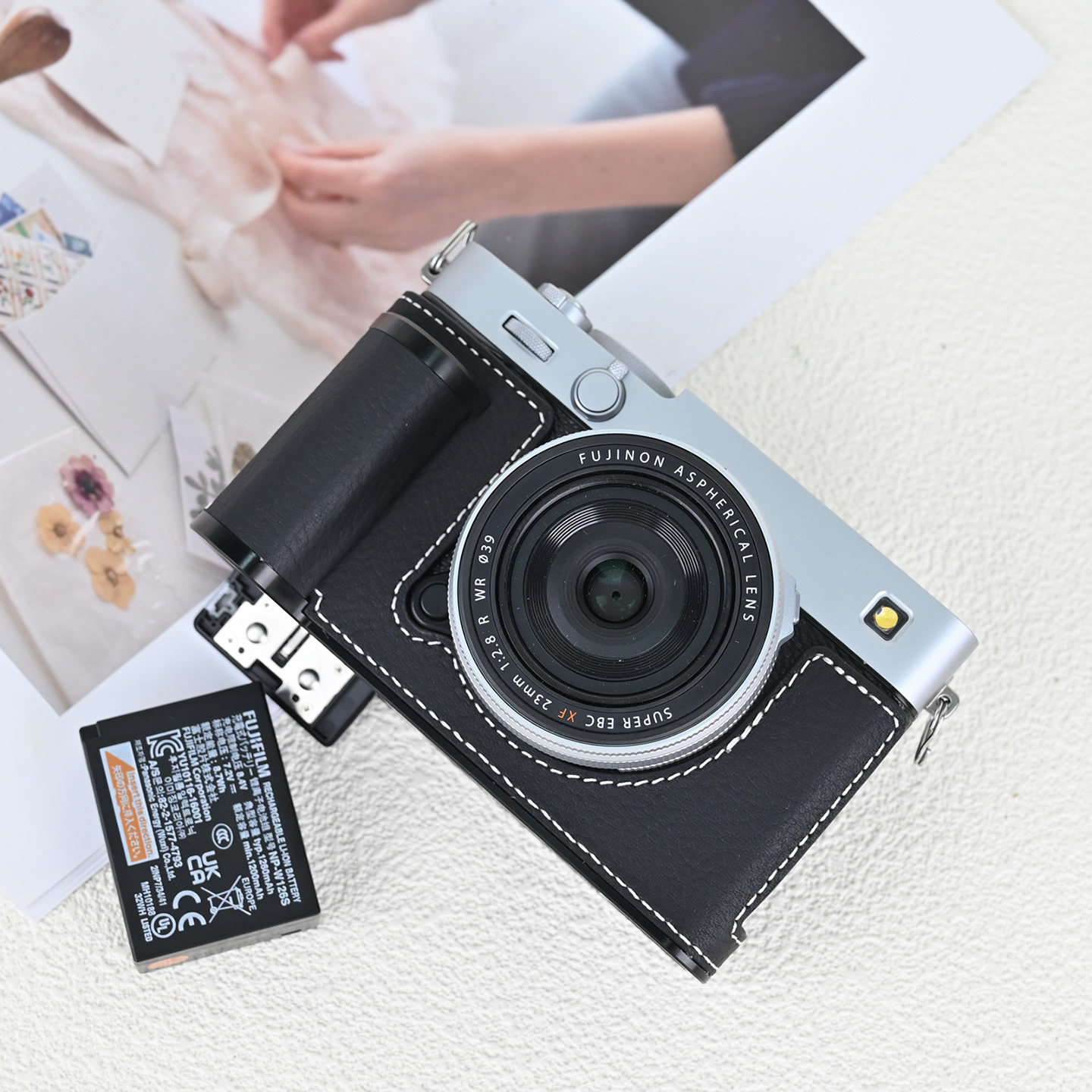 富士XE5保护套配件手柄皮套真皮相机包粉色适用于XM5x100vi相机套