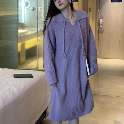 半边绒睡裙女毛绒可外穿女家居服