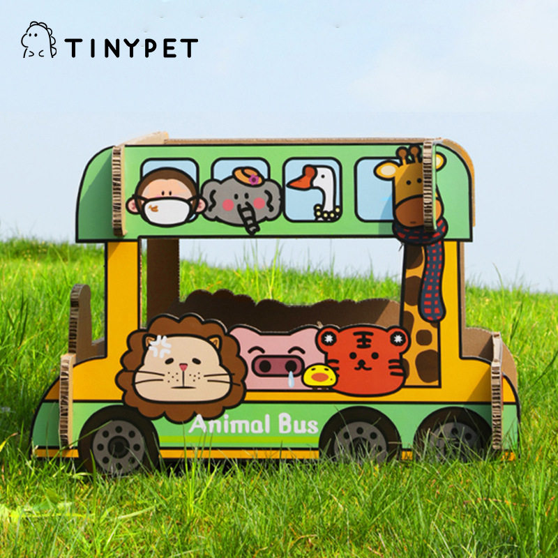 tinypet小芥x得酷动物巴士双层猫抓板耐抓耐磨猫爪板猫窝一体大号