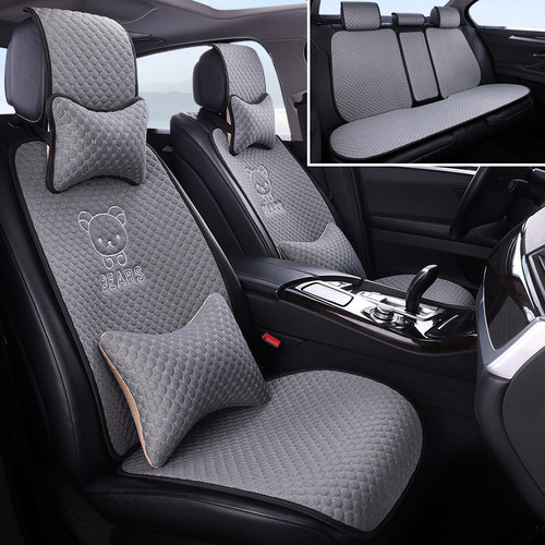 亚麻汽车坐垫四季通用坐垫防滑夏季透气通风坐垫网红棉麻座垫椅套