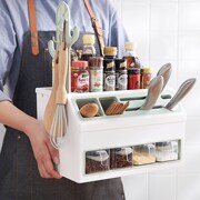 kệ chén nâng hạ Kệ bếp gia vị kệ gia vị cung cấp nhỏ cửa hàng bách hóa dao dầu muối giấm chai đũa đũa hộp lưu trữ - Trang chủ móc treo tường inox