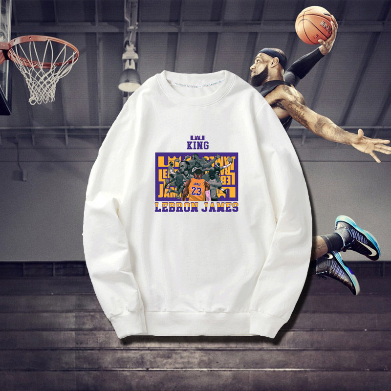 湖人詹姆斯James男篮球迷服洛杉矶之城欧美嘻哈保暖长袖圆领卫衣
