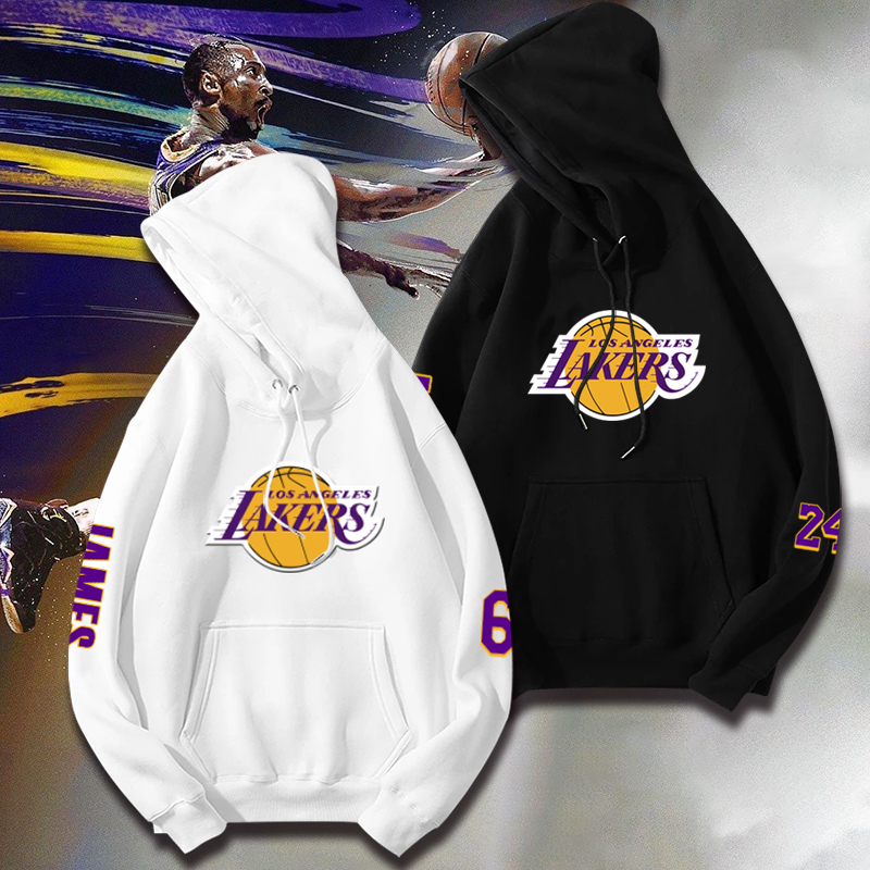 湖人詹姆斯篮球运动带帽卫衣科比宽松训练秋冬保暖连帽套头可定制