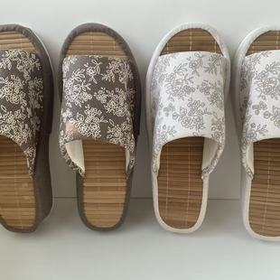 小码35-37码 日式女款坡跟高跟拖鞋竹子底地板室内鞋静音居家鞋