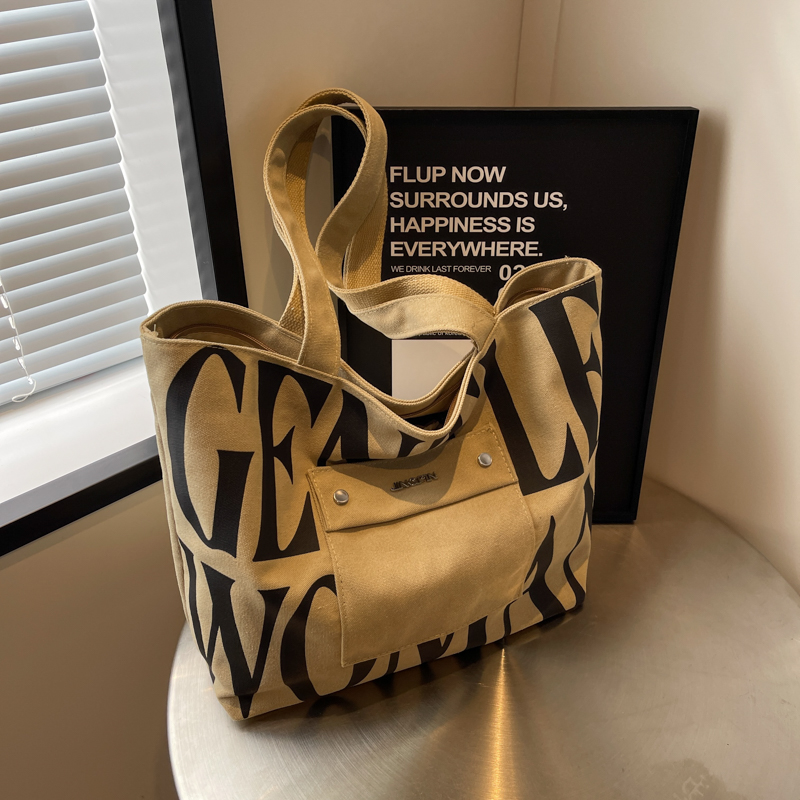 大容量手提单肩帆布托特包