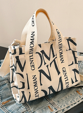 泰国GENTLEWOMAN字母帆布包女2024新款时尚百搭ins手提单肩斜挎包