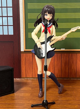 1:12娃娃屋dollhouse迷你乐器模型微缩乐队道具 袖珍电吉他小贝斯