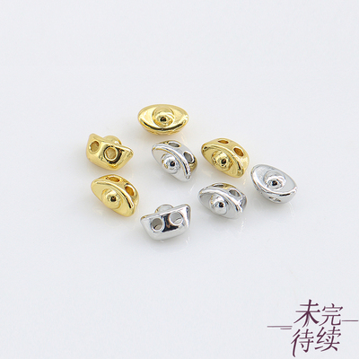 18K包金保色双孔立体元宝珠双排隔珠diy手链编绳串珠饰品材料配件