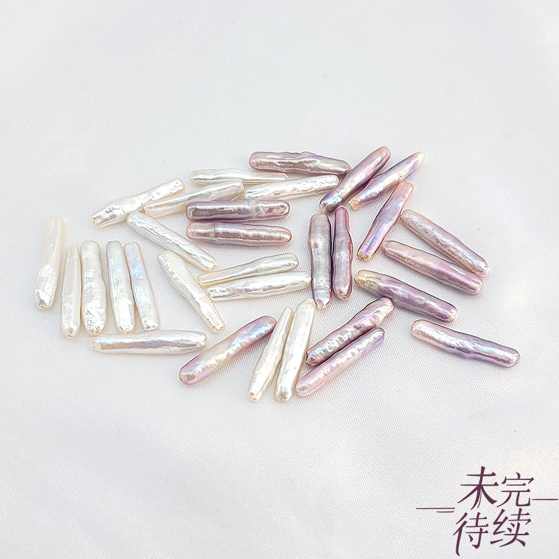 天然炫彩巴洛克银条淡水珍珠牙签散珠diy串耳钉耳环手链项链配件