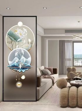 新款轻奢现代简约艺术屏风隔断遮挡装饰玄关入户钢化玻璃客厅定制