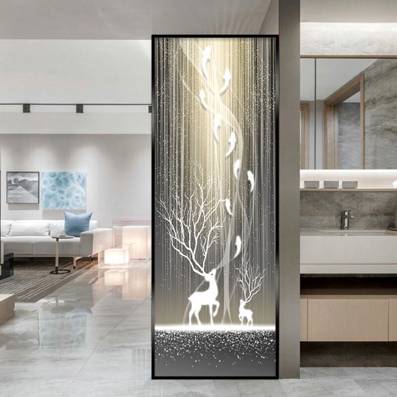 2026新品现代简约屏风隔断客厅遮挡轻奢钢化玻璃网红玄关装饰定制