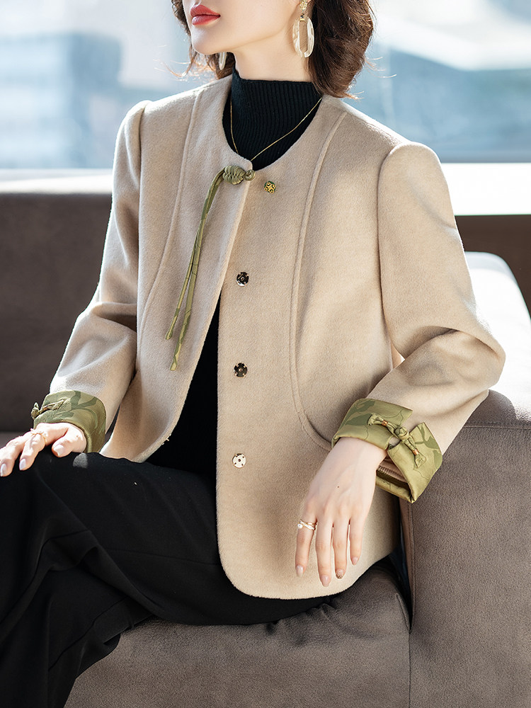 新中式妈妈春装外套2026新款洋气国风春秋毛呢子中老年人上衣服女