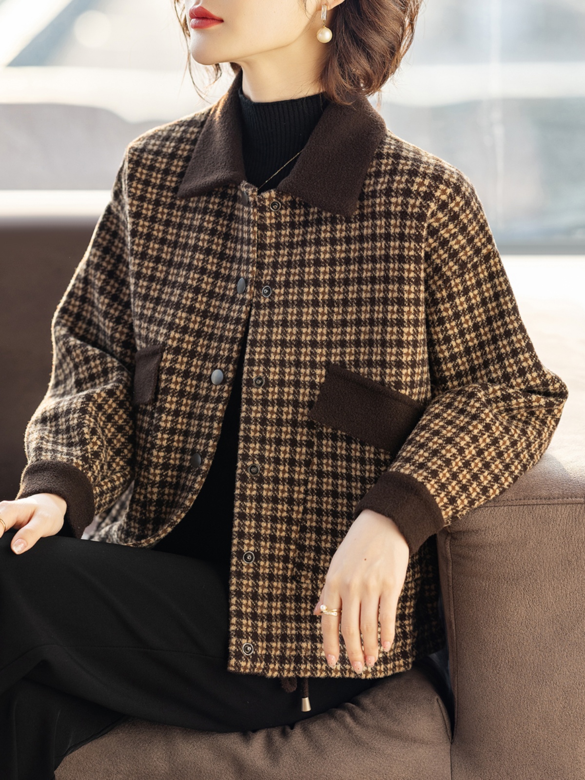 中老年人春秋装妈妈格子外套洋气质时尚2025新款中年妇女士上衣服