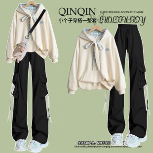 休闲风蝴蝶结卫衣洋气套装春秋季小众不撞款宽松减龄少女两件套潮
