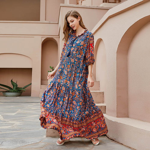 墨莎复古宫廷风高个子遮肉连衣裙