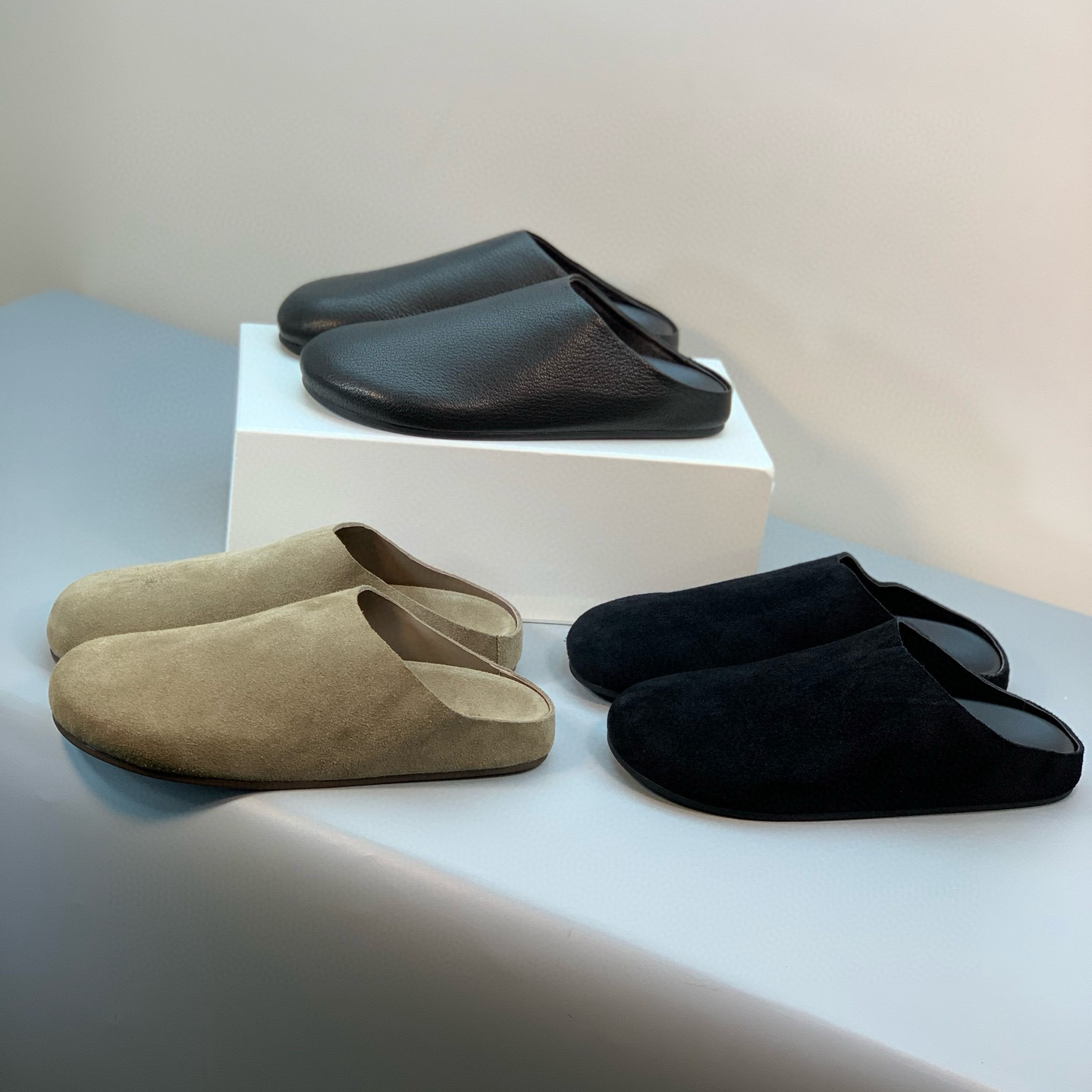 包头拖休闲复古牛皮一脚蹬懒人拖