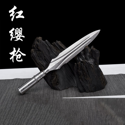 户外长枪手工锻打实用红缨枪霸王枪武术矛头龙胆亮银枪宝剑未开刃