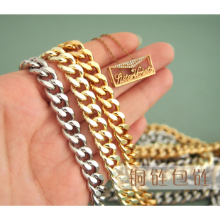 包链单卖真金包链子金属链不掉色包链条带肩带斜跨包银色钯金电镀
