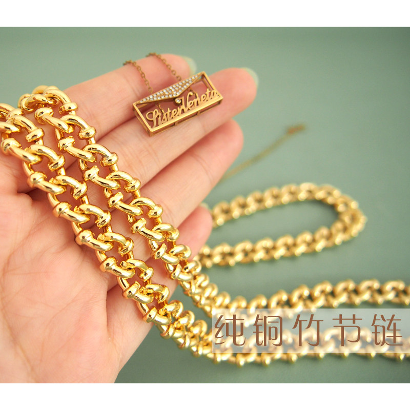 sisterveneta纯铜镀金包带好链