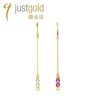 justgold镇金店闪烁白闪烁紫黄金足金耳钉耳钩耳线1321921Y