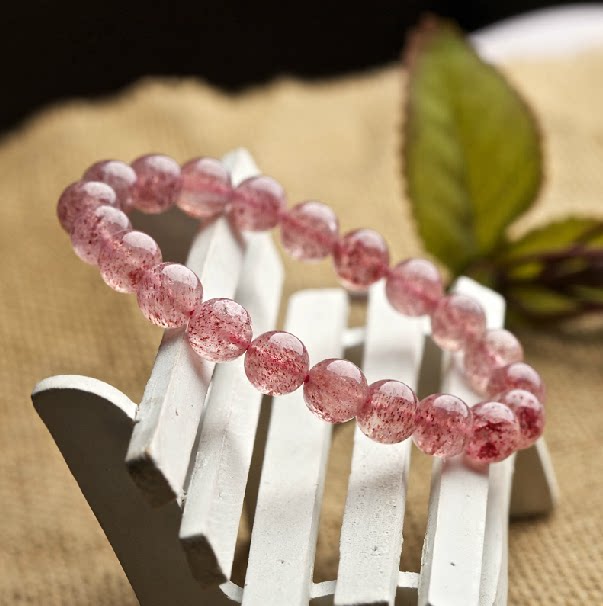 晶韵水晶 天然 蔷薇晶 草莓晶手链 饰品 女款招桃花旺姻缘