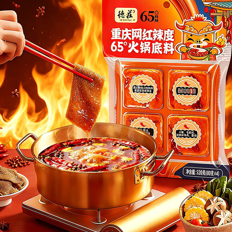 德庄火锅底料牛油特辣重庆正宗麻辣烫火锅调料小包装一人份旗舰店