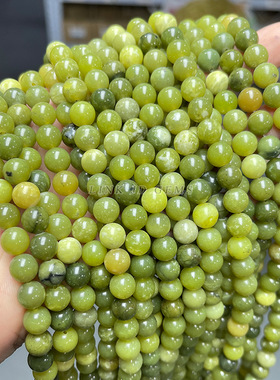天然新加拿大碧玉散珠绿玉圆珠diy饰品配件手链串珠