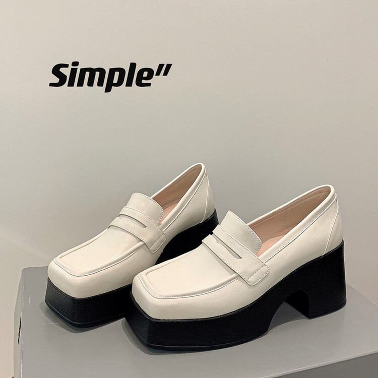 厚底防水台高跟乐福鞋女英伦风