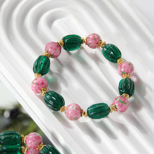 创意淄博博山琉璃大观园老琉璃手串手工烧制雪巴珠子中古琉璃手串