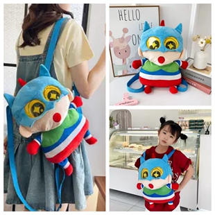 变装蜡笔小新双肩包儿童小孩搞怪丑萌包日系毛绒嘻哈轻便外出背包