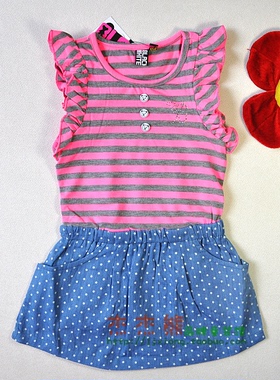 黑白熊BW40416女童背心连衣裙条纹裙子童装100-150码