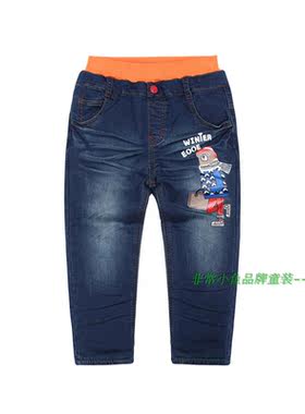 非常小鱼2017冬装37882男童仿牛仔夹棉裤子冬裤100-140满百包邮