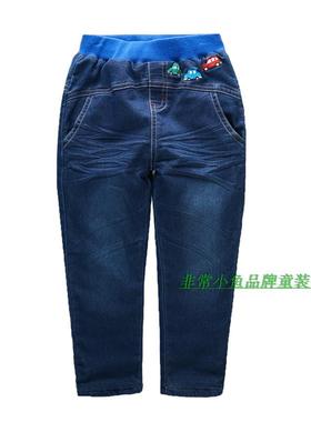 非常小鱼2016冬装36821男童仿牛仔夹棉裤子冬裤100-140满百包邮
