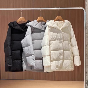 2025云朵泡芙90白鸭绒连帽中长款面包服羽绒服女冬季女士新款外套