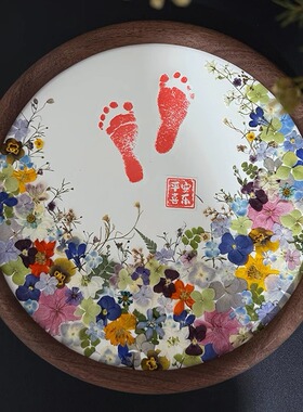 新生儿满月百日百岁抓周岁伴手礼高档纪念摆台相框宝宝满月手足印